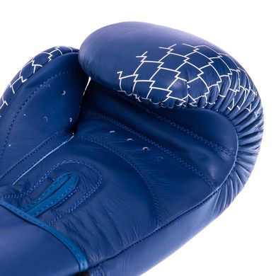 Перчатки боксерские кожаные на липучке сине-белые VELO VL-2224, 12 унций