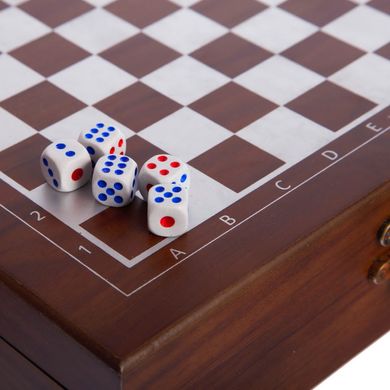Шахматы, домино, карты 3 в 1 деревянные коричневые 24 x 24 см W2650 OF