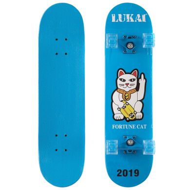 Скейтборд в сборе (роликовая доска) со светящимися колесами LUKAI SK-1245-4, Синий