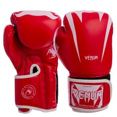 Перчатки для бокса VENUM BO-8349 PU на липучке красно-белые, 12 унций
