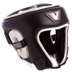 Шлем кожаный боксерский открытый с усиленной защитой макушки черный VELO VL-8195