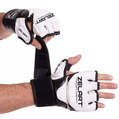 Перчатки для смешанных единоборств MMA Zelart бело-черные BO-3394, S