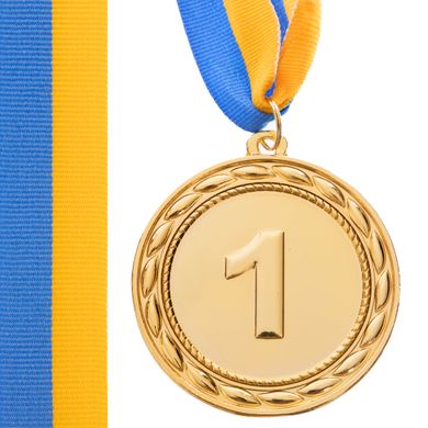Спортивная медаль с лентой (1 шт) d=6,5 см ABILITY C-4841, 1 место (золото)