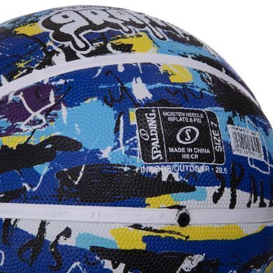 Мяч баскетбольный резиновый SPALDING GRAFFITI 84373Y размер 7 голубой-синий