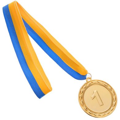 Спортивная медаль с лентой (1 шт) d=6,5 см ABILITY C-4841, 1 место (золото)