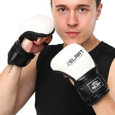 Рукавиці Краби спарингові для MMA Zelart BO-4612 розмір M колір білий-чорний