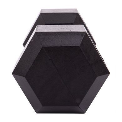 Гантель цільна шестигранна гексагональна обгумована Zelart SC-80075-15 1шт 15кг чорний