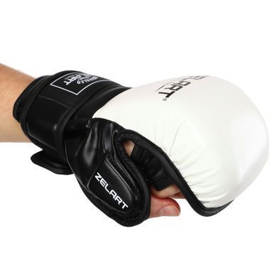 Рукавиці Краби спарингові для MMA Zelart BO-4612 розмір M колір білий-чорний