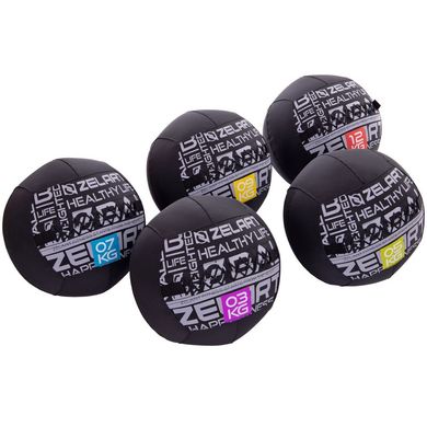 Мяч набивной медицинский для кроссфита WALL BALL Zelart FI-2637-9 9кг черный