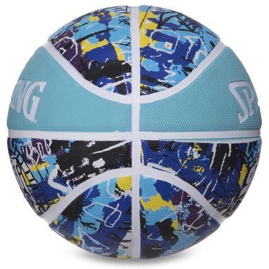 Мяч баскетбольный резиновый SPALDING GRAFFITI 84373Y размер 7 голубой-синий