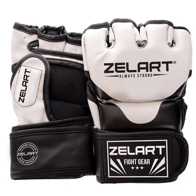 Перчатки для смешанных единоборств MMA Zelart бело-черные BO-3394, S