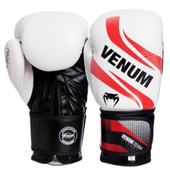 Перчатки для бокса кожаные VENUM COMMANDO на липучке VL-2040 белые, 10 унций