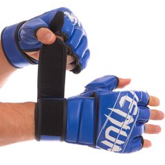 Перчатки ММА перчатки для единоборств кожаные синие VENUM VN-0014, L
