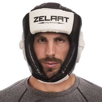 Шлем для бокса открытый черный PU ZELART BO-1386
