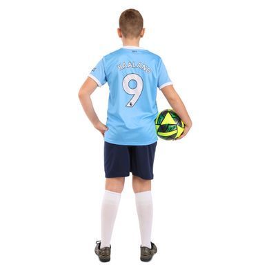Форма футбольная детская с символикой футбольного клуба MANCHESTER CITY HAALAND 9 домашняя 2026 Zelart CO-617 размер 22, рост 130-135 цвет голубой-белый
