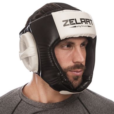 Шлем для бокса открытый черный PU ZELART BO-1386