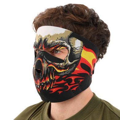 Маска лицевая ветрозащитная креативная термонаушники Zelart MS-4344-3 Red Evil Skull черный