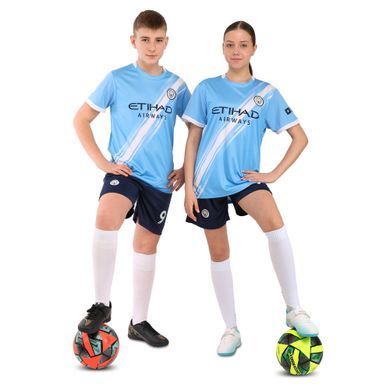 Форма футбольная детская с символикой футбольного клуба MANCHESTER CITY HAALAND 9 домашняя 2026 Zelart CO-617 размер 22, рост 130-135 цвет голубой-белый