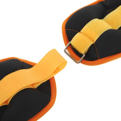 Утяжелители -манжеты для рук и ног 2 кг (2 x 1кг) FI-7208-2, Черный-оранжевый