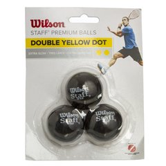 Мяч для сквоша WILSON STAFF DOUBLE YEL DOT WRT618100 3шт черный