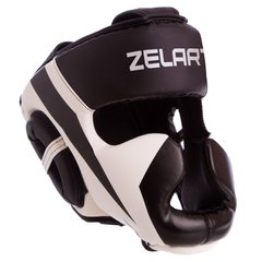 Боксерский шлем с полной защитой белый PU Zelart BO-7041