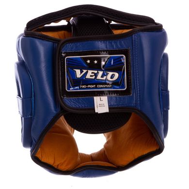 Боксерский шлем кожаный с полной защитой красный VELO VL-8193