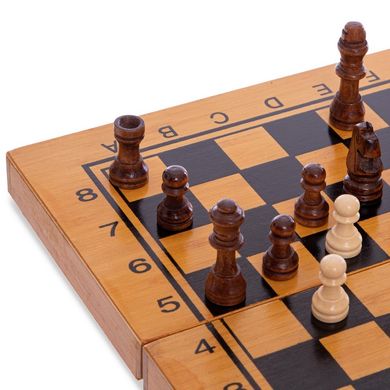 Шахматы, шашки, нарды 3 в 1 бамбуковые (30x30см) 341-161