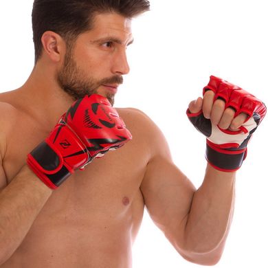 Рукавички для змішаних єдиноборств MMA PU ZELART червоно-чорні BO-1374, L
