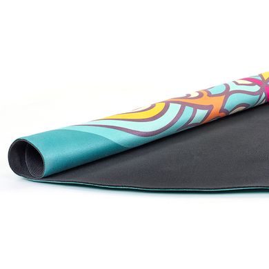 Yogamat коврик для йоги круглый замшевый каучуковый двухслойный 3мм Record FI-6218-3-C, Бирюзовый