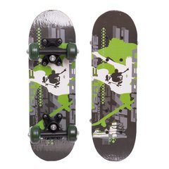 Скейтборд детский Mini в сборе (роликовая доска) 43х13х1,2см SK-4931, Черно-зелёный