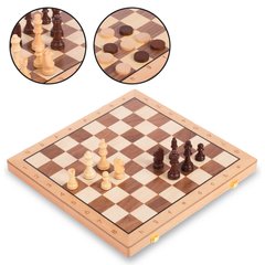 Шахматы, шашки 2 в 1 деревянные 43 x 43 см W9042