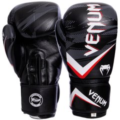 Боксерские перчатки кожаные на липучке VENUM IMPACT VL-2038 черно-красно-белые, 12 унций