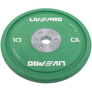Бамперные диски резиновые Bumper Plates LiveUp LP8335-10 &oslash;50.5мм 10кг зеленый