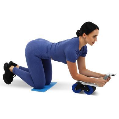 Тренажер роликовий для преса зі зворотним механізмом та упором на лікті Zelart AB ROLLER FI-9375 чорний-синій