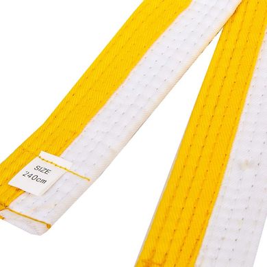 Пояс для кимоно двухцветный желто-белый SP-Planeta BO-7255, 220 см