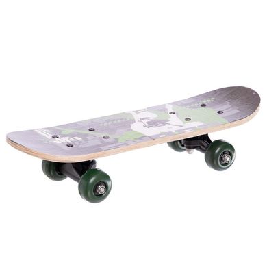 Скейтборд детский Mini в сборе (роликовая доска) 43х13х1,2см SK-4931, Черно-зелёный