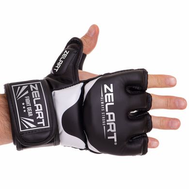 Перчатки для смешанных единоборств MMA Zelart черно-белые BO-3394, S