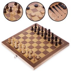 Шахматы, шашки, нарды 3 в 1 деревянные 35 x 35 см W3517