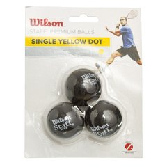 Мяч для сквоша WILSON STAFF SINGLE YEL DOT WRT618300 3шт черный