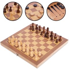 Шахматы шашки нарды 3 в 1 деревянные (30см x 30см) W3015