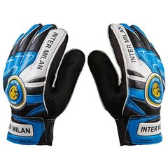 Футбольные перчатки (вратарские) с защитой пальцев Latex Foam INTERMILAN голубые GGLF-IM (OF), 9