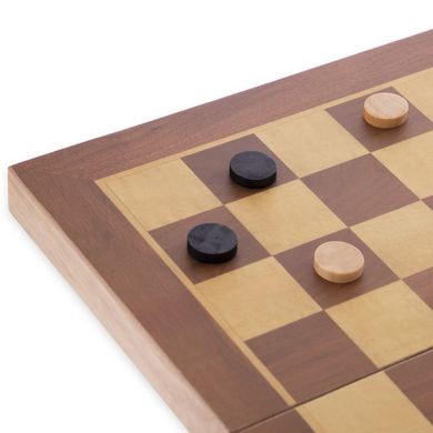 Шахматы, шашки, нарды 3 в 1 деревянные 35 x 35 см W3517