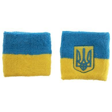 Напульсник спортивный махровый впитывающий влагу Zelart BC-4063 цвет желтый-голубой