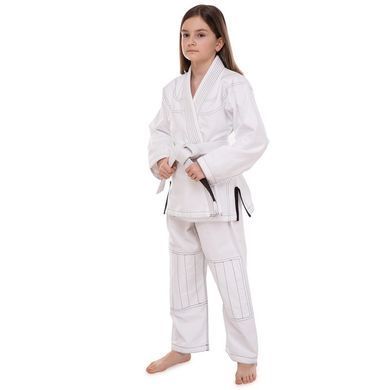 Кімоно для бразильського джиу-джитсу BJJ біле куртка штани та пояс CORE CO-3137-M розмір 1 (зріст 150)