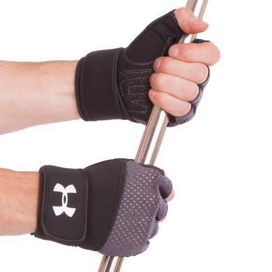 Перчатки для тяжелой атлетики черно-серые ВС-859, XL