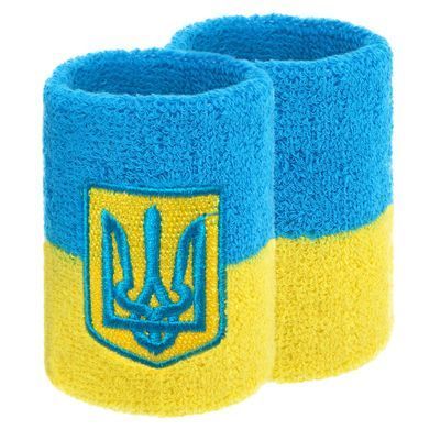 Напульсник спортивный махровый впитывающий влагу Zelart BC-4063 цвет желтый-голубой