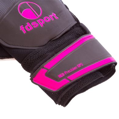 Вратарские перчатки подростковые с защитными вставками на пальцы FDSPORT черно-малиновые FB-579, 7