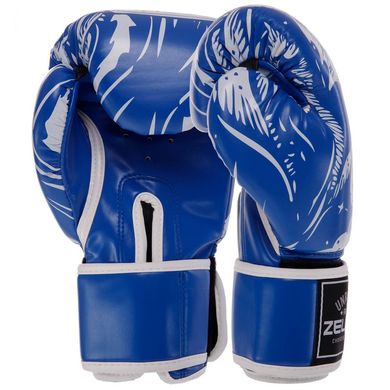 Перчатки боксерские FLEX на липучке SKULL синие BO-5493, 8 унций