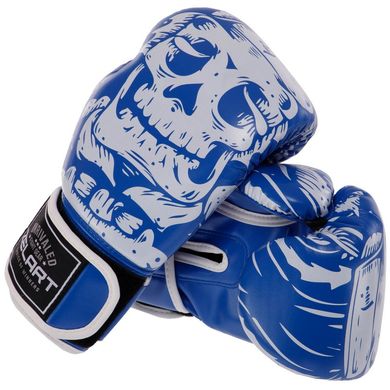 Перчатки боксерские FLEX на липучке SKULL синие BO-5493, 8 унций
