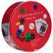 Набор для покера в круглой металлической коробке Texas Holdem Poker set Zelart IG-6616 240 фишек